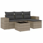 vidaXL Salon de jardin 5 Pièces avec coussins gris résine tressée