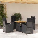 vidaXL Ensemble à manger de jardin coussins 5Pièces Noir Résine tressée