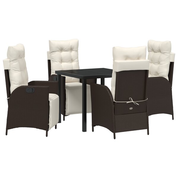 vidaXL Ensemble de 5 pièces de salle à manger de jardin Rattan Poly marron