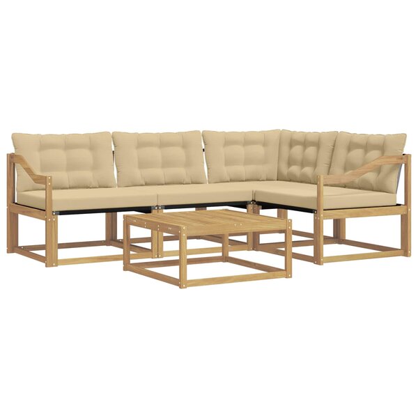 vidaXL Ensemble de canapés d'extérieur 5 Pièces Blanc et Beige