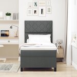 vidaXL Lit à Ressorts avec Matelas Gris Foncé Lit Simple Tissu