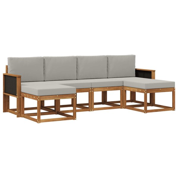 vidaXL Ensemble de canapés d'extérieur 6 pc Naturel et gris clair