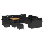 Ensemble de canapés de jardin vidaXL 13 pièces avec coussins noirs en poly rotin