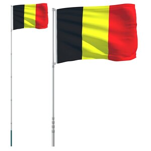 vidaXL Drapeau de la Belgique et mât 5 55 m Aluminium