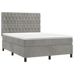 vidaXL Sommier à lattes de lit et matelas Gris clair 140x190cm Velours