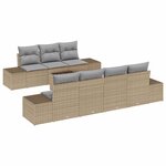 vidaXL Ensemble de canapé de jardin avec coussin 8 Pièces Beige polyrotin
