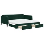 vidaXL Lit de jour et gigogne et tiroirs vert foncé 100x200 cm velours