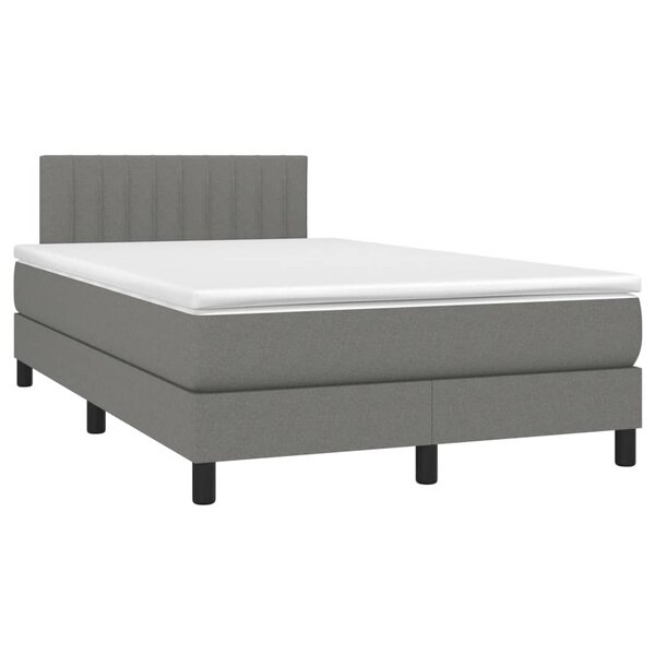 vidaXL Sommier à lattes de lit avec matelas gris foncé 120x190cm tissu