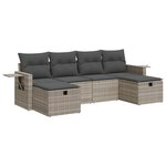 vidaXL Salon de jardin 6 Pièces avec coussins gris clair résine tressée