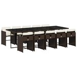vidaXL Ensemble à manger de jardin et coussins 11 Pièces marron rotin