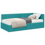 vidaXL Cadre de lit d'angle avec matelas 2 Pièces Turquoise Velours