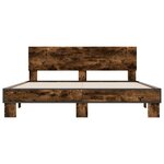 vidaXL Cadre de lit chêne fumé 150x200 cm bois d'ingénierie et métal