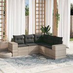 vidaXL Salon de jardin 5 Pièces avec coussins gris clair résine tressée
