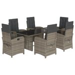 vidaXL Ensemble à manger de jardin et coussins 7 Pièces gris rotin