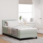 Lit à ressort avec matelas et lumière LED Gris clair 100x200 cm Velours