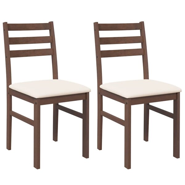 vidaXL Chaises à manger coussins 2 Pièces marron bois massif caoutchouc