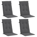 vidaXL Coussins de chaise de jardin à dossier haut lot de 4 anthracite