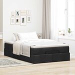 vidaXL Cadre de lit ottoman avec matelas noir 120x190 cm tissu