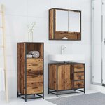 vidaXL Ensemble de mobilier de salle de bain 3 Pièces Bois Ancien