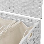 vidaXL Panier à linge avec roulettes blanc 66x35x60 cm résine tressée