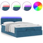 vidaXL Cadre de lit ottoman avec matelas bleu foncé 140x200 cm velours