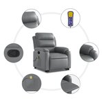vidaXL Fauteuil inclinable de massage Gris Similicuir