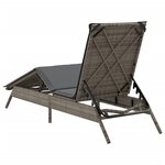 vidaXL Chaise longue avec coussin gris résine tressée
