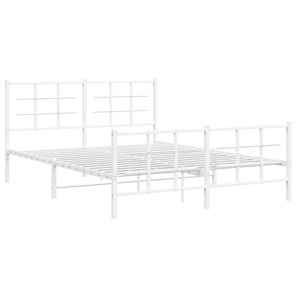 vidaXL Cadre de lit métal sans matelas et pied de lit blanc 150x200 cm