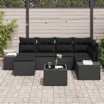 vidaXL Ensemble de canapé de jardin avec coussin 6 Pièces Noir polyrotin