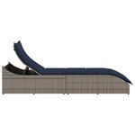 vidaXL Chaise longue pliante coussin et rangement gris résine tressée