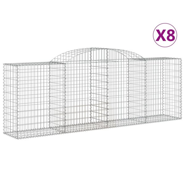 vidaXL Paniers à gabions arqués 8 Pièces 300x50x100/120 cm fer galvanisé