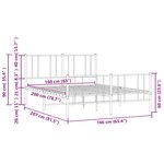 vidaXL Cadre de lit métal sans matelas et pied de lit blanc 160x200 cm