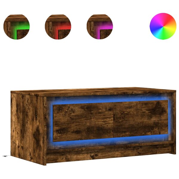 vidaXL Table basse avec lumières LED chêne fumé ois d'ingénierie