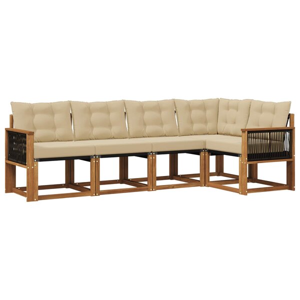 vidaXL Ensemble de canapés d'extérieur 5 pc Naturel et Beige