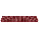 vidaXL Tapis d'escalier auto-adhésifs Rayé 15 Pièces Rouge 65 x 21 x 4 cm