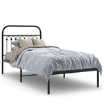 vidaXL Cadre de lit métal sans matelas avec tête de lit noir 90x200 cm