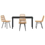 vidaXL Ensemble de Salle à Manger de Jardin 5 Pièces Marron Poly Rattan