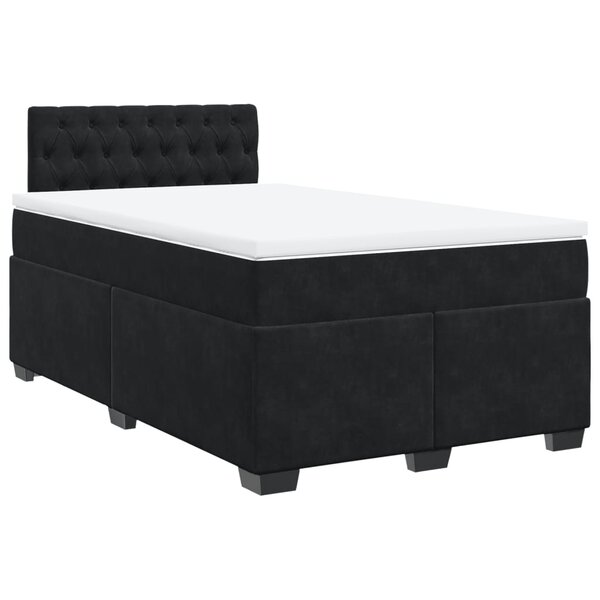 vidaXL Sommier à lattes de lit avec matelas noir 120x190 cm velours