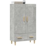 vidaXL Buffet haut Gris béton 70x31x115 cm Bois d'ingénierie