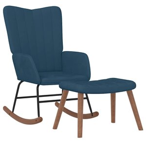 vidaXL Chaise à bascule avec repose-pied Bleu Velours