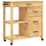vidaXL Chariot de cuisine MONZA 84x40x90 cm bois massif de pin