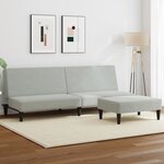 vidaXL Canapé-lit à 2 places avec repose-pied gris clair velours