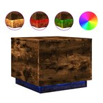 vidaXL Table basse avec lumières LED chêne fumé 50x50x40 cm
