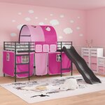 vidaXL Lit mezzanine pour enfants Noir et rose 90 x 200 cm Métал