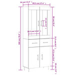 vidaXL Buffet haut Chêne sonoma 69 5x34x180 cm Bois d'ingénierie