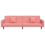 vidaXL Canapé-lit à 2 places avec deux oreillers Rose Velours
