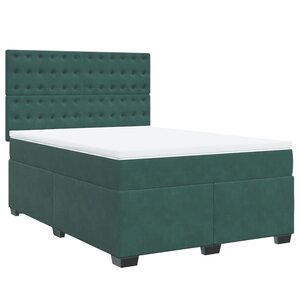 vidaXL Sommier à lattes de lit et matelas Vert foncé 140x190cm Velours
