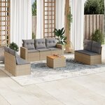 vidaXL Salon de jardin avec coussins 8 Pièces beige résine tressée