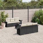 vidaXL Salon de jardin 7 Pièces avec coussins noir résine tressée
