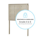 Bloc collectif Leabox  3x3  grade 3  simple face  extérieur  fixation sur pieds à sceller   ivoire ral 1015  finition brillante
